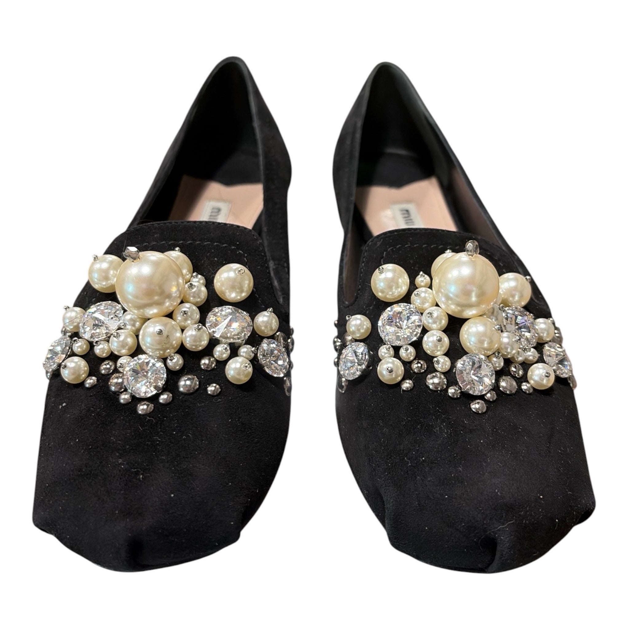 miu miu 黒 フラットシューズ ベルベット Miu Miu Black Shoe Size 36.5 Flats – The Curated Closet - Boca